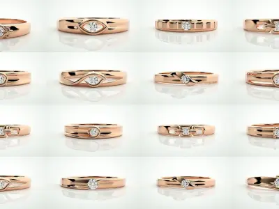 90 Single diamond Women solitaire ring stl render detail  3D Model Pack