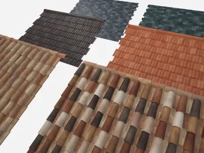 Roof Shingles pack 6 different types around the wolrd Low-poly 3D model