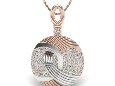 pendant rose gold with diamond in middle 3D print model