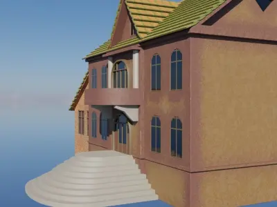 Old two-story house Free low-poly 3D model