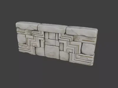 Ancient Andean Stone Railing Low-poly 3D model