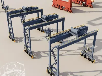 Ship-to-Shore Gantry Crane 3D Model  Low-poly 3D model