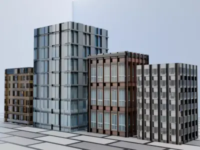 Modern City Buildings Pack Low-poly 3D model
