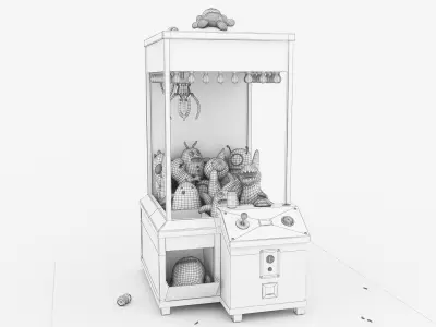 Teddies claw machine Low-poly 3D model