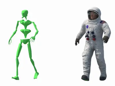  NASA Astronaut in Spacesuit A7L with Jetpack Rigged 