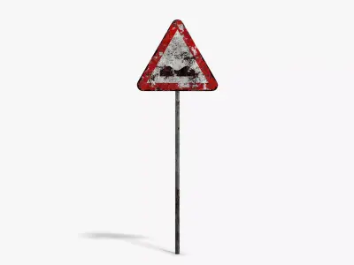 Damaged Uneven Road Sign Low-poly 3D model
