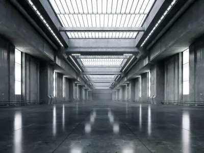 Cinematic Brutalist Hangar - Cinematic Environment - 001 Low-poly 3D model