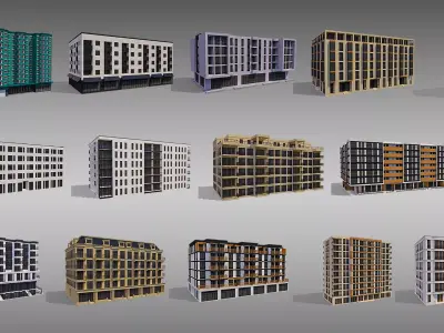Apartment Buildings Collection 3D Model Pack