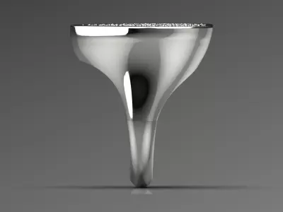 White Gold and Gemstone Heart STL Ring Model jr00182 3D print model purchase