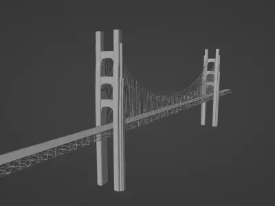 Bridge model golden gate Low-poly 3D model