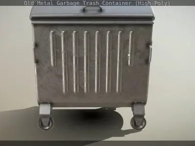 Old Metal Garbage Trash Container High-Poly 3D model