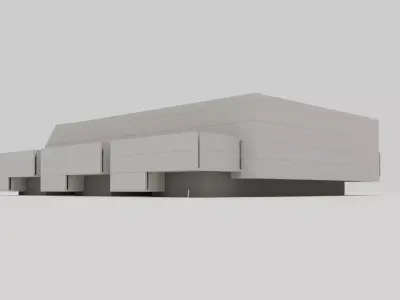Brutalist Theatre Building 19 Low-poly 3D model