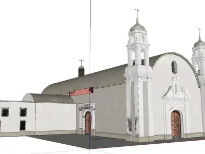 Architecture-Religion-God-Culture-Temple-083 church with two ... 3D model