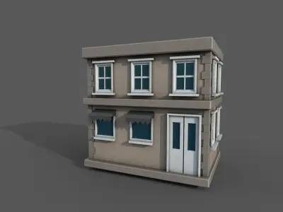 Vintage Building Set Low-poly 3D model