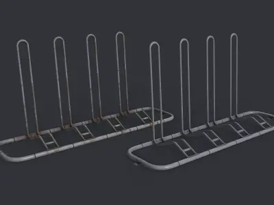 Bike Rack 8 PBR Game Ready Low-poly 3D model