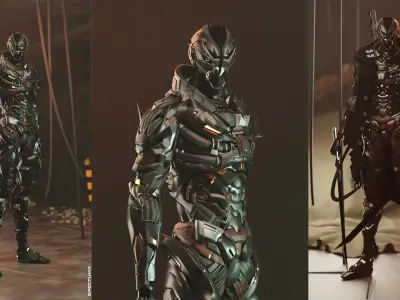 Cyberpunk Combat Armor Character Low-poly 3D model