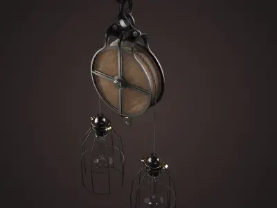 Industrial pulley lamp 3D model