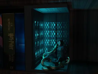 Book Nook Lamp Death of Severus Snape by Nagini Harry Potter 3D print model