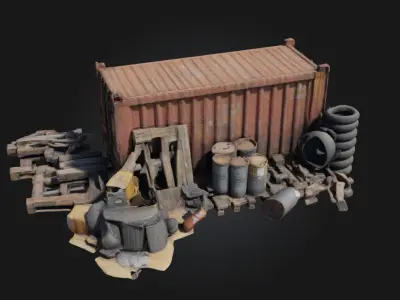 Container and Clutter  Realistic Storage and Debris Set 3D model