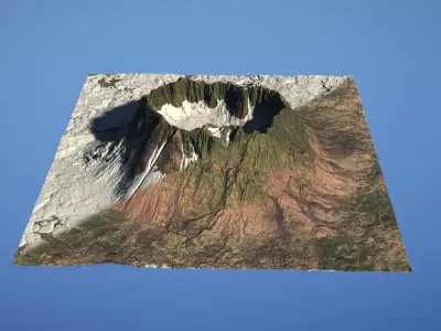 Landscape Environment Volcano Snow 10 Low-poly 3D model