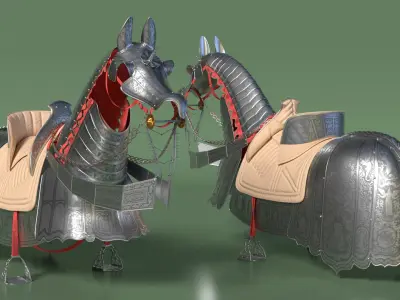  Medieval Horse Armor with Saddle 