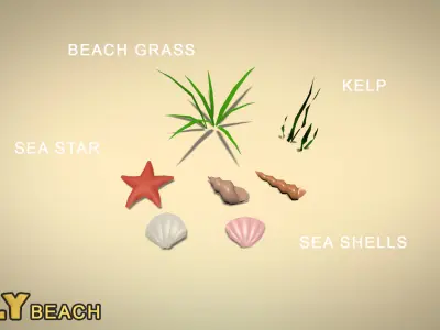 POLY Beach Low-poly 3D model