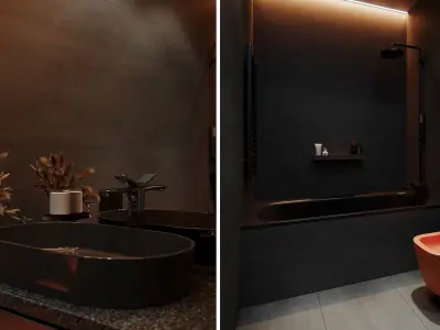 Bathroom interior 3D model 02set 3D model