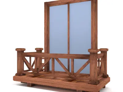 wooden window Low-poly 3D model shop