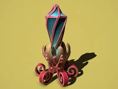 Fantasy flower obelisk Low-poly 3D model