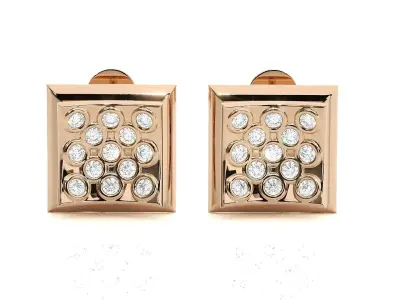 Square Diamond Head Light wt Pendant Earrings Set 3dm stl  3D print model