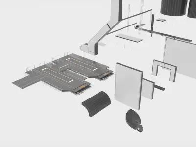 Sci-Fi Style Building Components 3D model