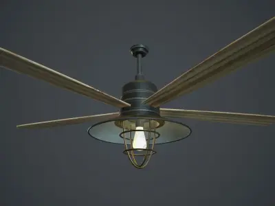 Retro Ceiling Fan With Lamp PBR Gamre Ready Low-poly 3D model
