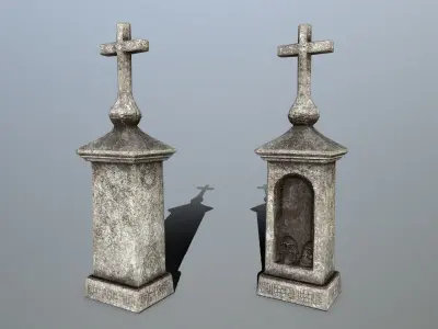 tombstone set two tombstones Low-poly 3D model