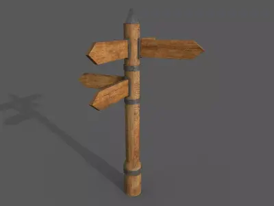 Wooden Sign Low-poly 3D model Low-poly 3D model