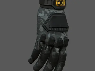 Gloves military combat soldier protection camouflage safety  Low-poly 3D model