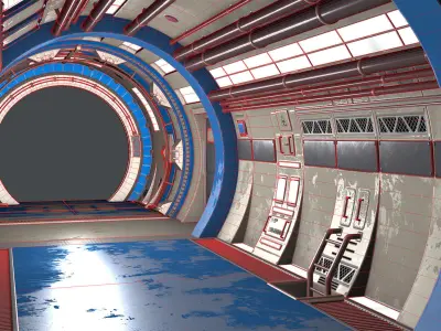 Scifi 3D Interior Corridor Lowpoly Low-poly 3D model