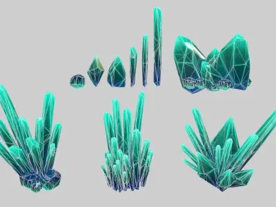 Crystal Set sword Low-poly 3D model