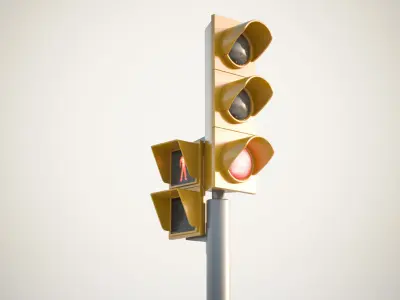 Yellow traffic lights set 3D model