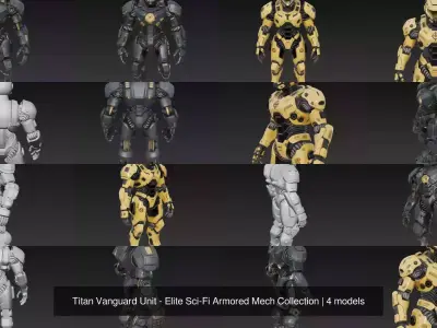Titan Vanguard Unit - Elite Sci-Fi Armored Mech Collection 3D Model Pack