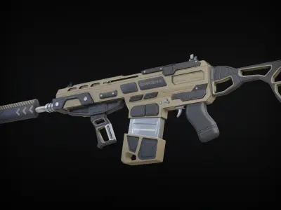 Sci-fi Gun Low-poly 3D model