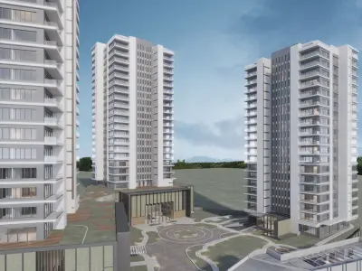 Mixed Use building towers 3D model