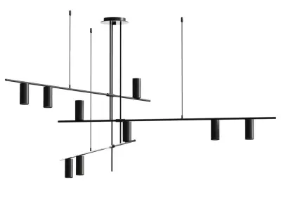 Light Suspension Chandelier In Black 3D model