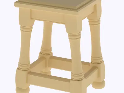 miniature Oak Joint Stool 18th Century  3D print model