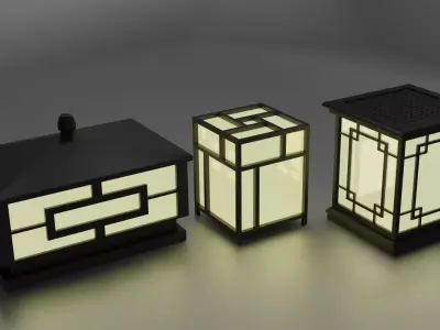 Japanse style candles Low-poly 3D model