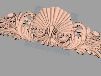 Bed door flower 3D relief STL model for CNC engraving E507 3D model