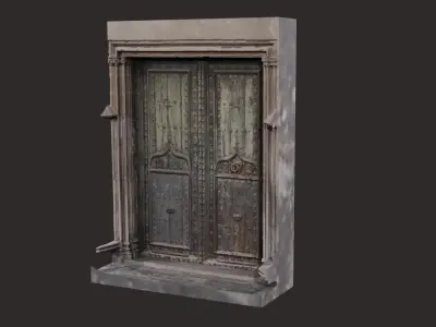 3D Model of Girona Church Door with Realistic Texture 3D model