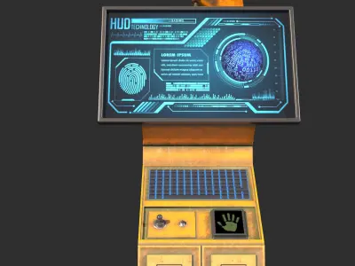 Sci-Fi Command Computer Low-poly 3D model
