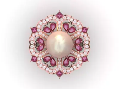 Luxurious Womens Pearl stl 3dm Ring Model pr0072 3D print model purchase