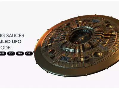 UFO Flying Saucer 3D Model for Element 3D And Cinema 4D 3D model