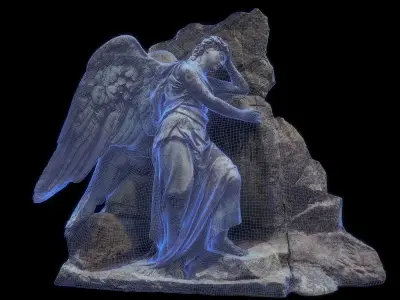 Headstone angel Low-poly 3D model